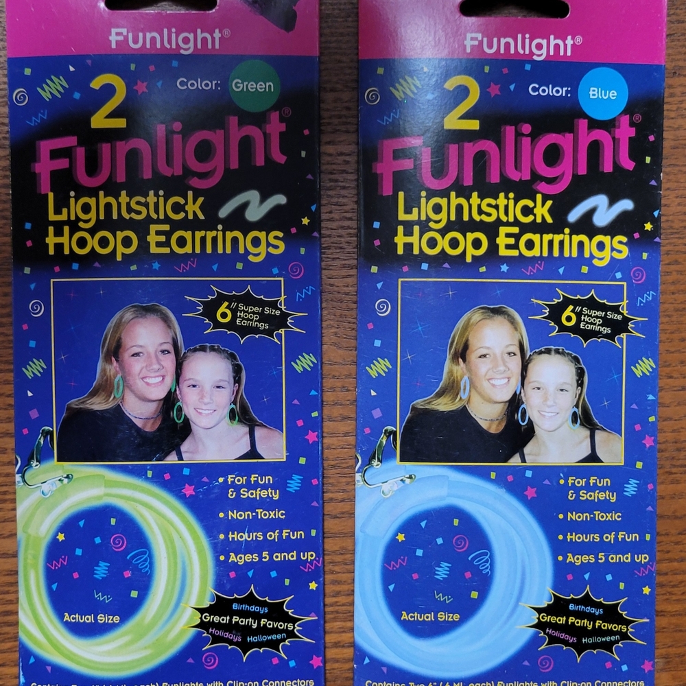 Funlight Lightstick Hoop Earrings - Green and Blue